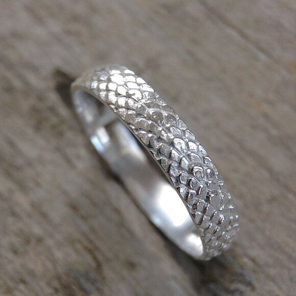 925 Sterling Silver Mermaid Scales Ring Handmade - Size 8 - Picture 2 of 4